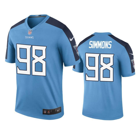 #98 Tennessee Titans Jeffery Simmons Light Blue 2019 NFL Draft Color Rush Legend Jersey - Blue