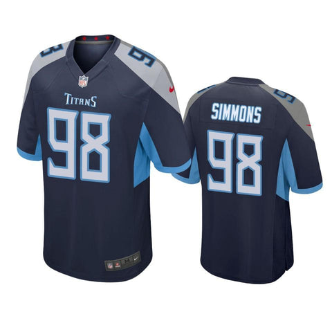 #98 Tennessee Titans Jeffery Simmons Navy 2019 NFL Draft Game Jersey