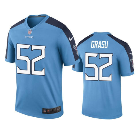 #52 Tennessee Titans Hronis Grasu Light Blue Color Rush Legend Jersey