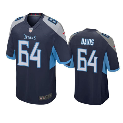 #64 Tennessee Titans Nate Davis Navy 2019 NFL Draft Game Jersey