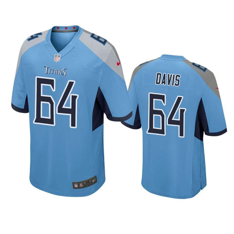 #64 Tennessee Titans Nate Davis Light Blue 2019 NFL Draft Game Jersey - Blue