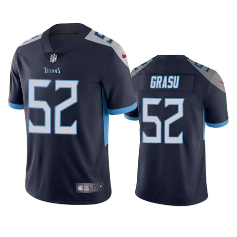 #52 Tennessee Titans Hronis Grasu Navy Vapor Untouchable Limited Jersey