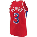 3-Allen Iverson Philadelphia 76ers  1996-97 Hardwood Classics Swingman Jersey - Red