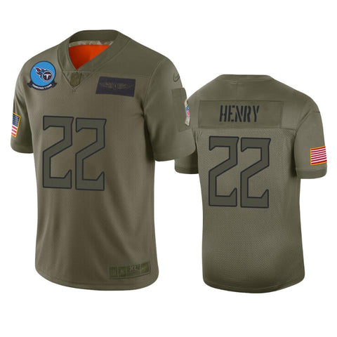 #22 Tennessee Titans Derrick Henry Camo 2019 Salute to Service Limited Jersey - Orange