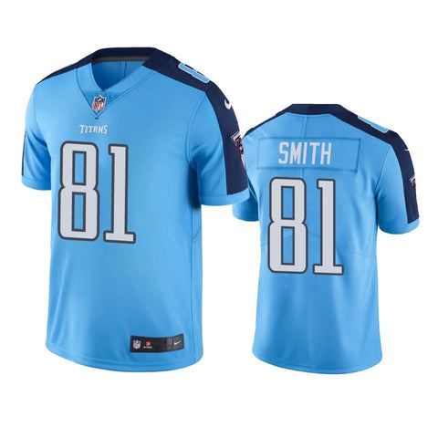 Tennessee Titans #81 Men's Light Blue Jonnu Smith Color Rush Limited Jersey