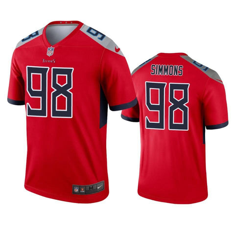 #98 Tennessee Titans Jeffery Simmons Red Inverted Legend Jersey - Red