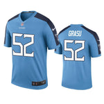 #52 Tennessee Titans Hroniss Grasu Light Blue Color Rush Legend Jersey