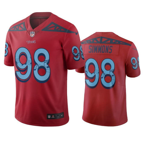 #98 Tennessee Titans Jeffery Simmons Red Vapor Limited City Edition Jersey - Red