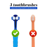 Dog Toothbrush Soft Pet Cat Toothbrush with Three Sided
