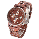 JUNQIAO Military Watches Men Sandalwood Quartz Wristwatch