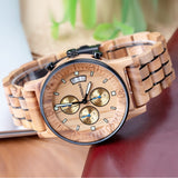 JUNQIAO Military Watches Men Sandalwood Quartz Wristwatch