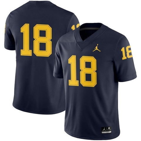 #18 Michigan Wolverines Jordan Brand Football Game Jersey – Navy