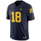 #18 Michigan Wolverines Jordan Brand Football Game Jersey – Navy