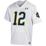 #12 Notre Dame Fighting Irish Under Armour Premier Football Jersey - White