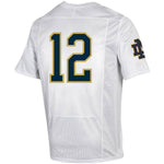 #12 Notre Dame Fighting Irish Under Armour Premier Football Jersey - White