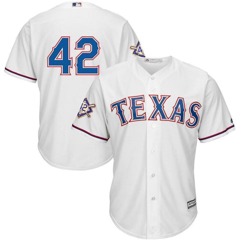 Texas Rangers Majestic 2019 Jackie Robinson Day Official Cool Base Jersey – White