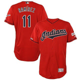 Jose Ramirez Cleveland Indians Majestic Home 2019 All-Star Game Patch Flex Base Player Jersey – White/Scarlet