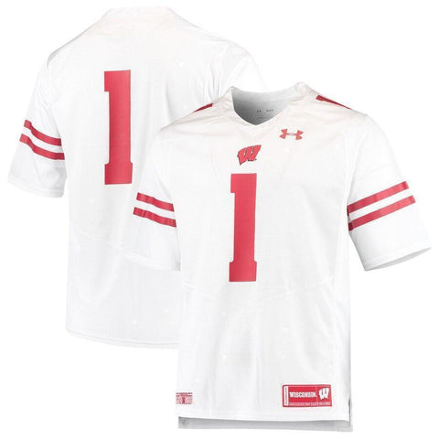 #1 Wisconsin Badgers Under Armour Team Replica Football Jersey - White