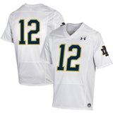 #12 Notre Dame Fighting Irish Under Armour Premier Football Jersey - White