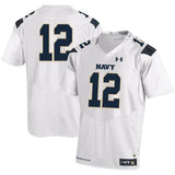 #12 Navy Midshipmen Under Armour Replica Football Jersey - White