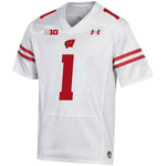 #1 Wisconsin Badgers Under Armour Premier Football Jersey - White