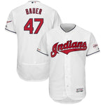 Trevor Bauer Cleveland Indians Majestic Alternate 2019 All-Star Game Patch Flex Base Player Jersey – Scarlet/White