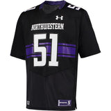 #51 Northwestern Wildcats Under Armour Replica Football Jersey - Black -