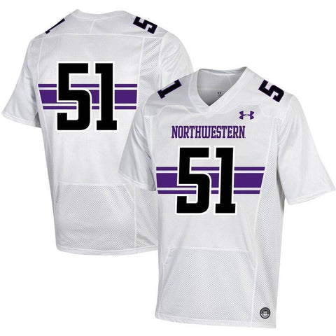 #51 Northwestern Wildcats Under Armour Replica Football Jersey - White