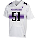 #51 Northwestern Wildcats Under Armour Replica Football Jersey - White