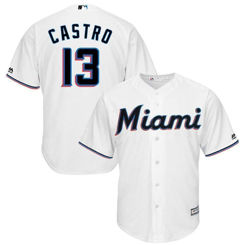 Starlin Castro Miami Marlins Majestic Home 2019 Cool Base Player Jersey - White